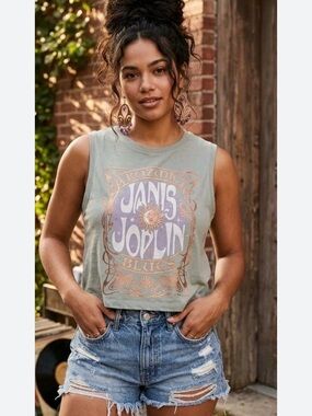 Janis Joplin Graphic Tank Top Sleeveless Tee